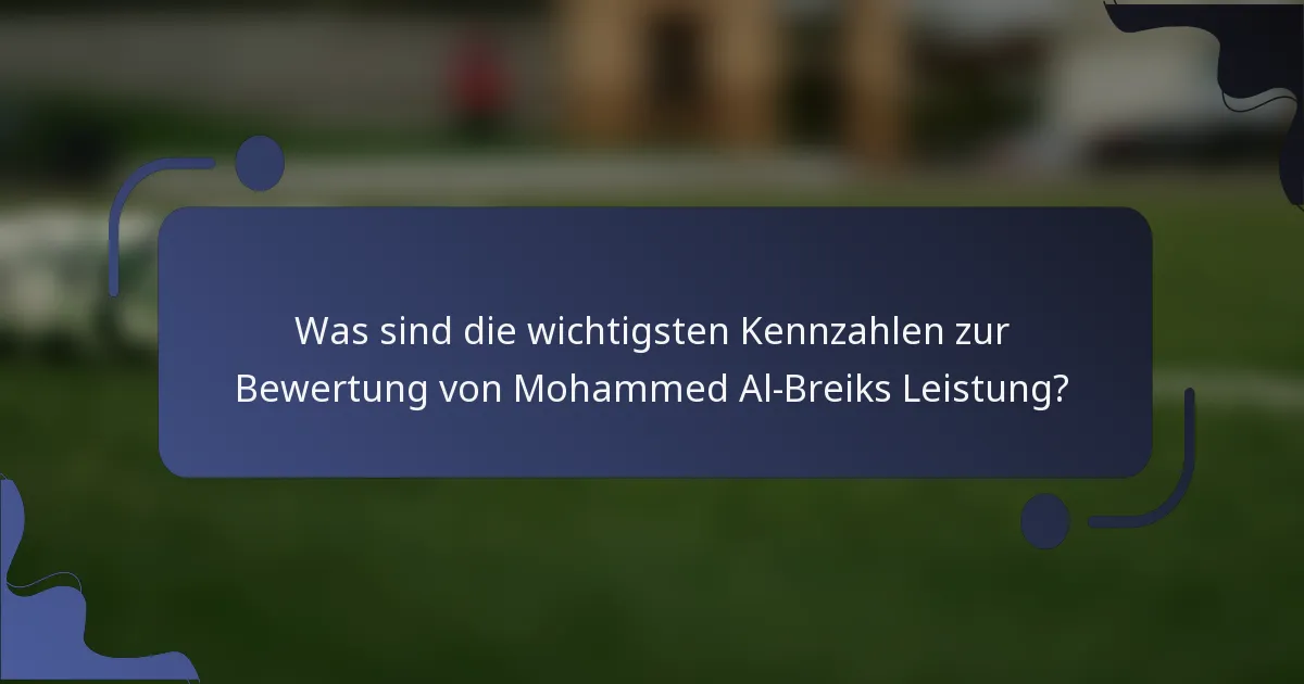 Was sind die wichtigsten Kennzahlen zur Bewertung von Mohammed Al-Breiks Leistung?